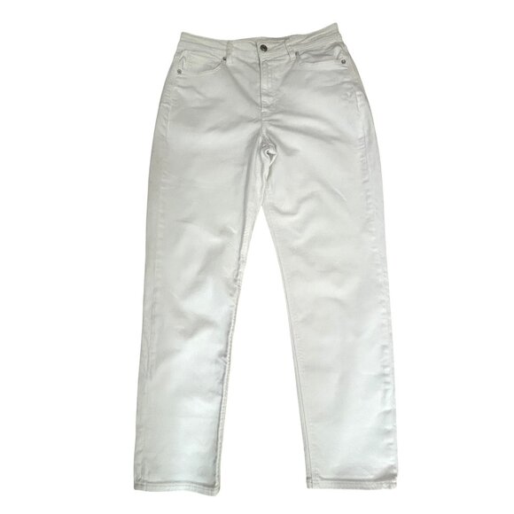 American Eagle Women’s White Jeans 8 Regular Ankle Tapered Stretch Mom Jean Logo - Picture 12 of 16